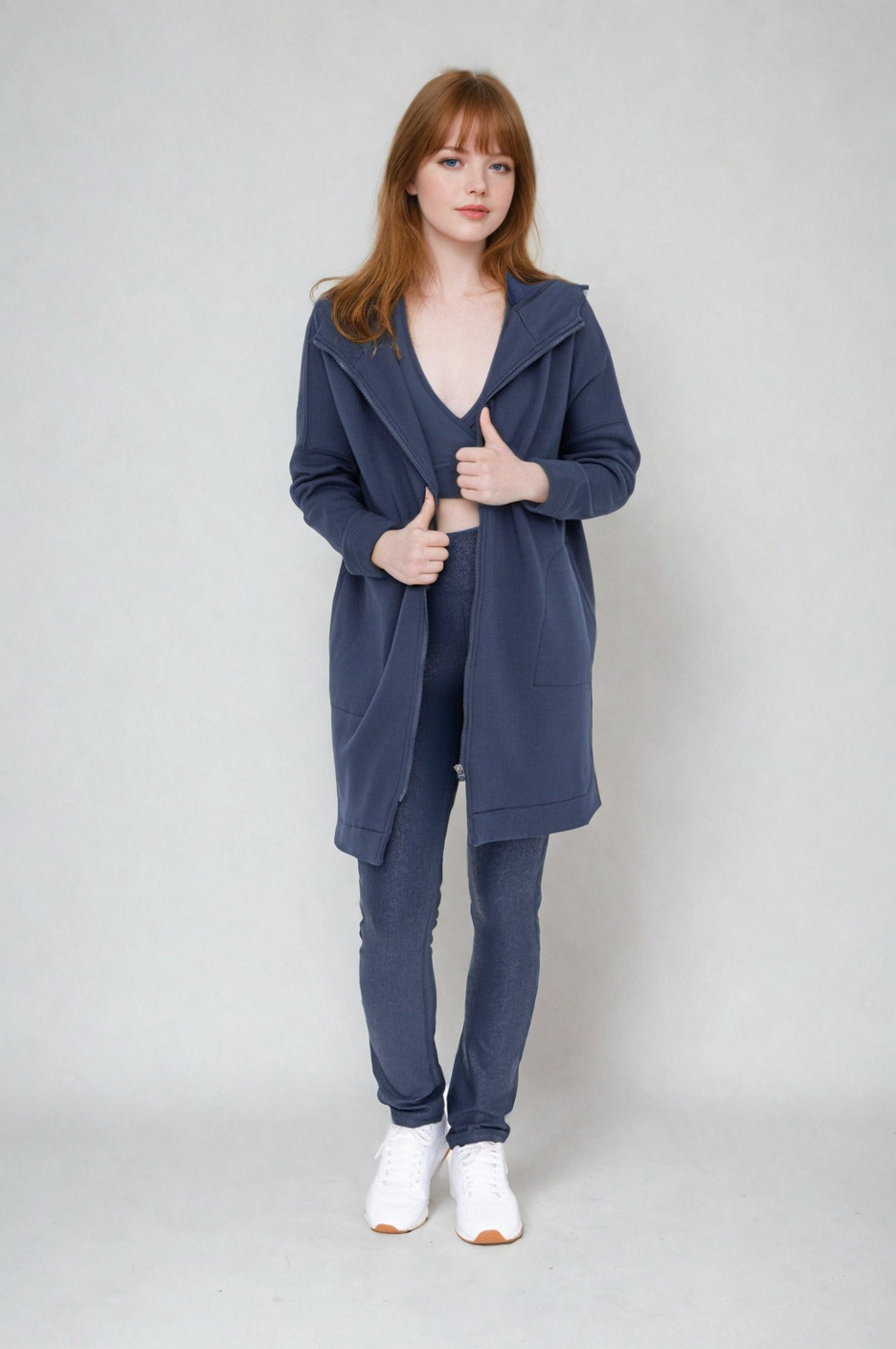 Cozy Comfort  Zip Up Hoodie Jacket  Teal Navy, Clothing, Mono B, House of Caelo Athleisure Wear, Yoga Wear & Leggings