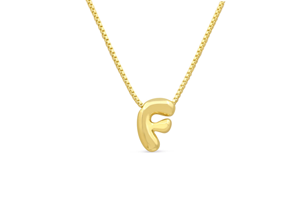 Let Her Shine 10mm Plain Letter Necklace, initial F in gold | Fitkitty Culture®