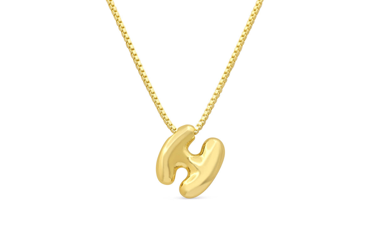 Let Her Shine 10mm Plain Letter Necklace, initial H in gold | Fitkitty Culture®