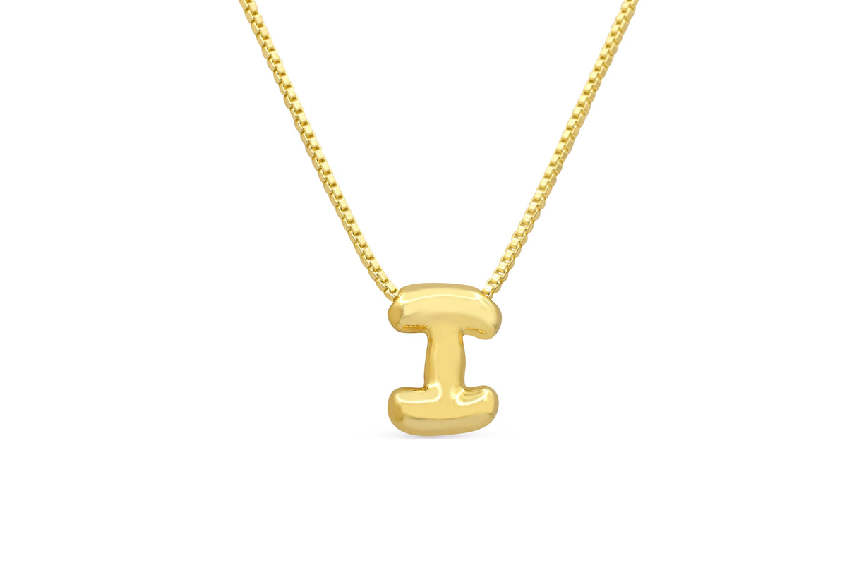 Let Her Shine 10mm Plain Letter Necklace, initial I in gold | Fitkitty Culture®