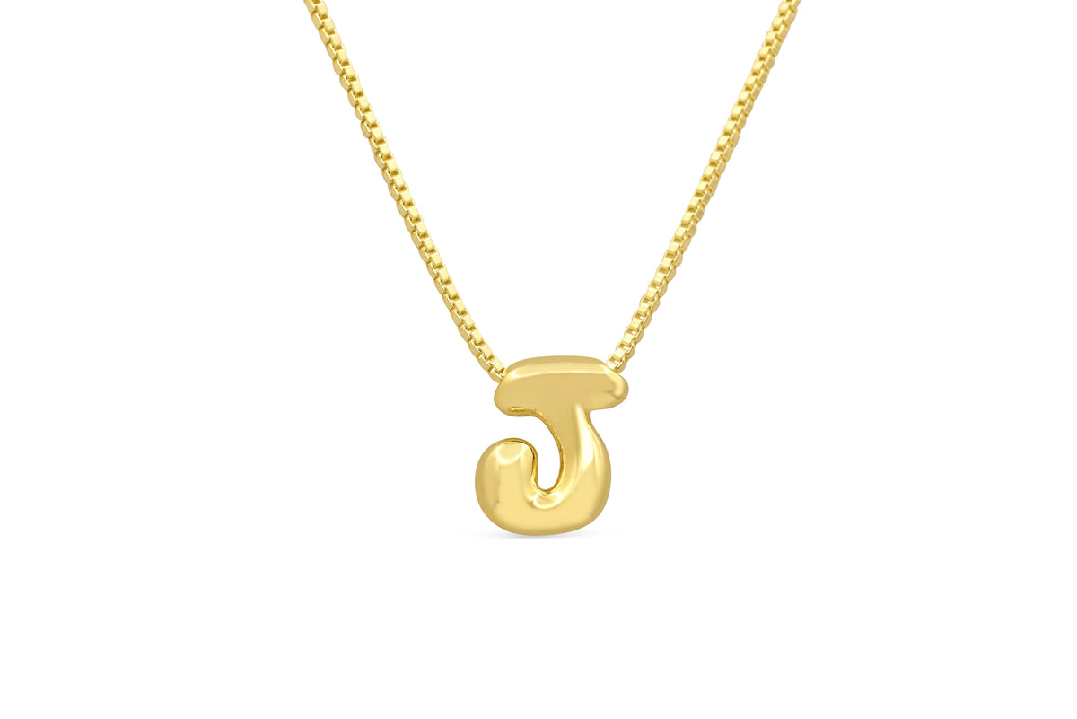Let Her Shine 10mm Plain Letter Necklace, initial J in gold | Fitkitty Culture®
