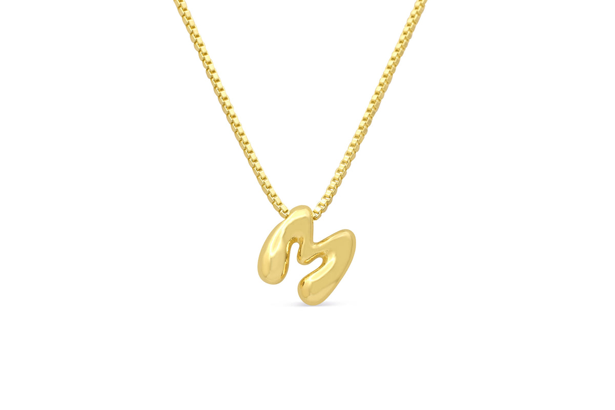 Let Her Shine 10mm Plain Letter Necklace, initial M in gold | Fitkitty Culture®