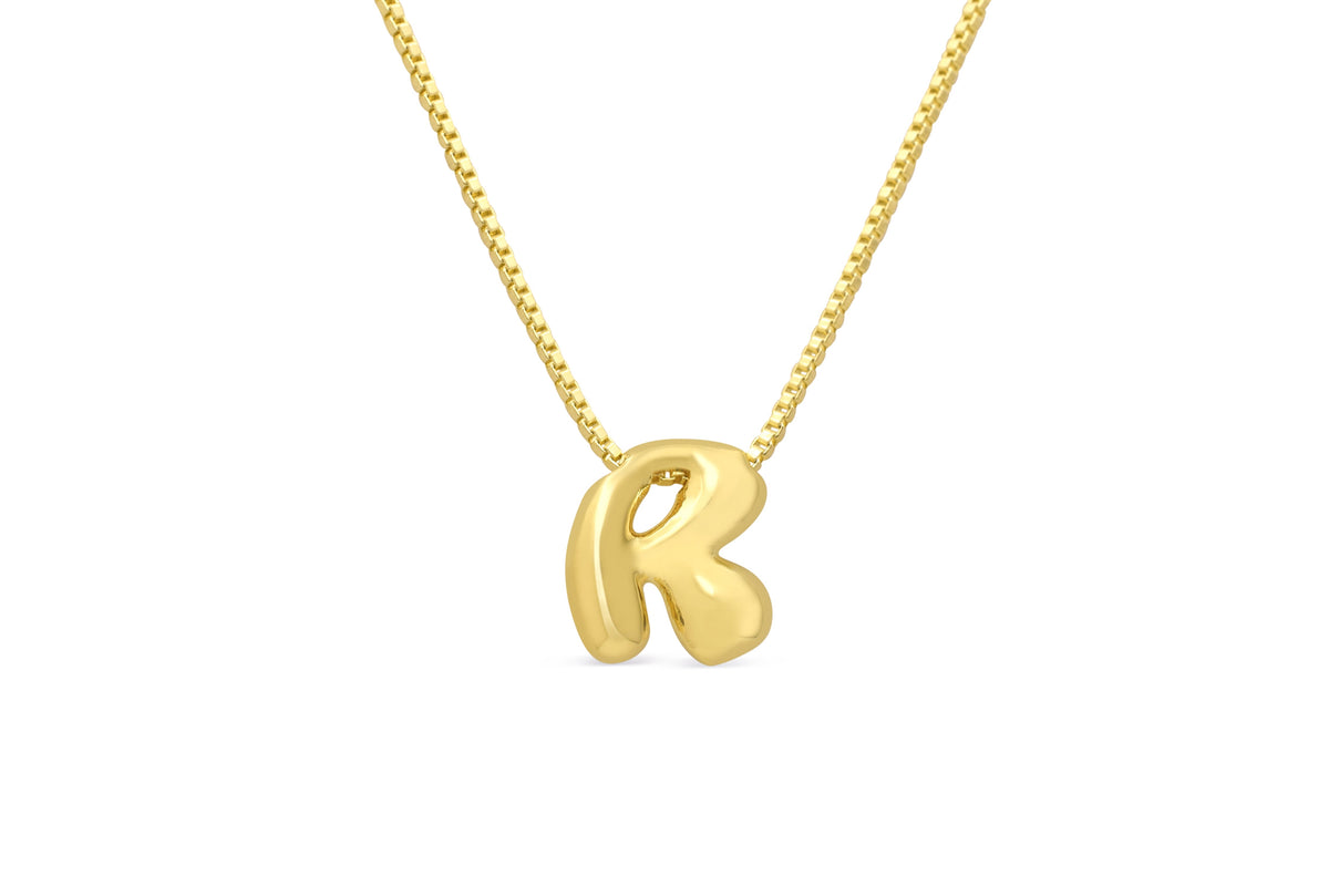 Let Her Shine 10mm Plain Letter Necklace, initial R in gold | Fitkitty Culture®