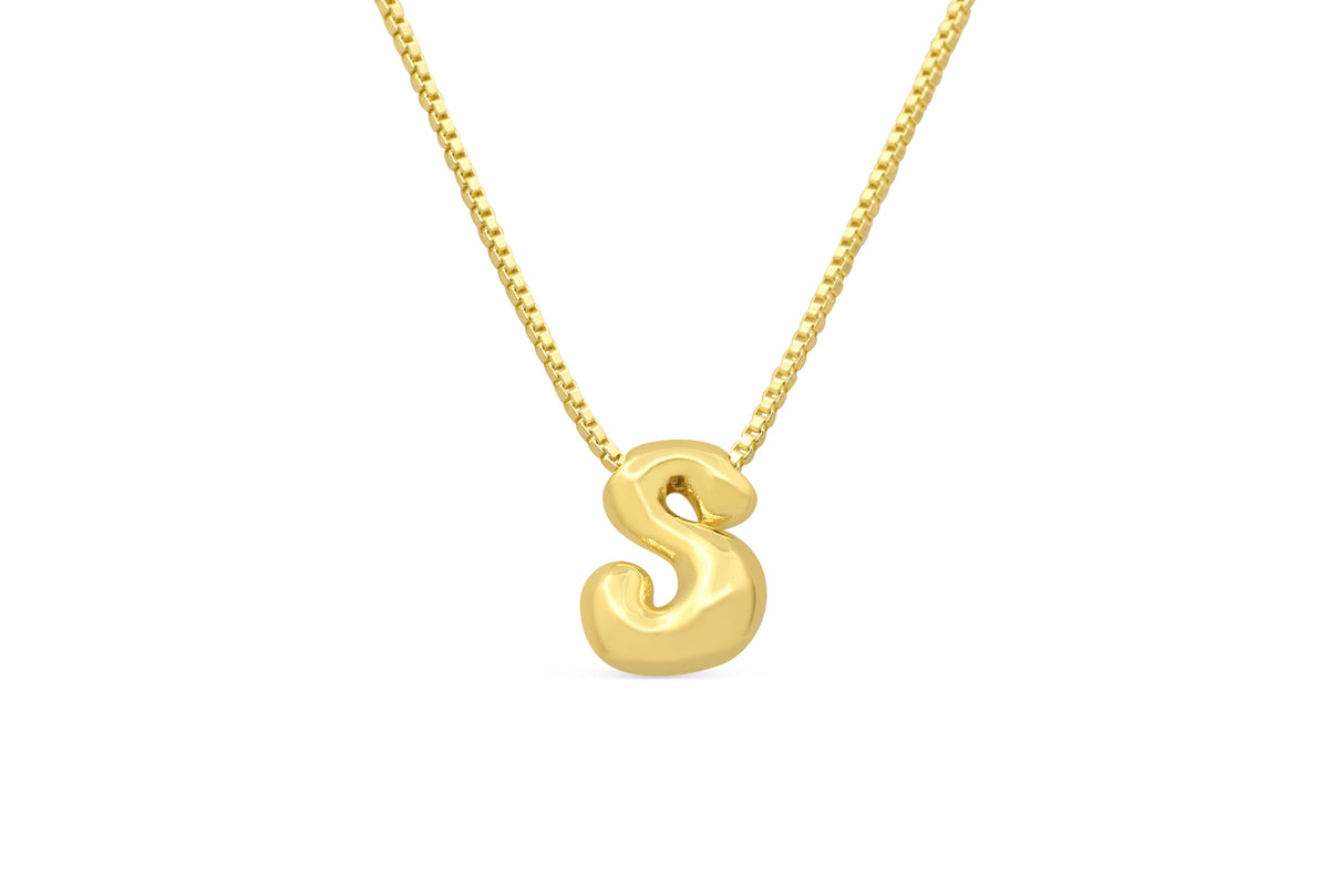 Let Her Shine 10mm Plain Letter Necklace, initial S in gold | Fitkitty Culture®