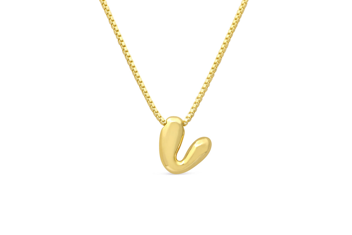Let Her Shine 10mm Plain Letter Necklace, initial V in gold | Fitkitty Culture®