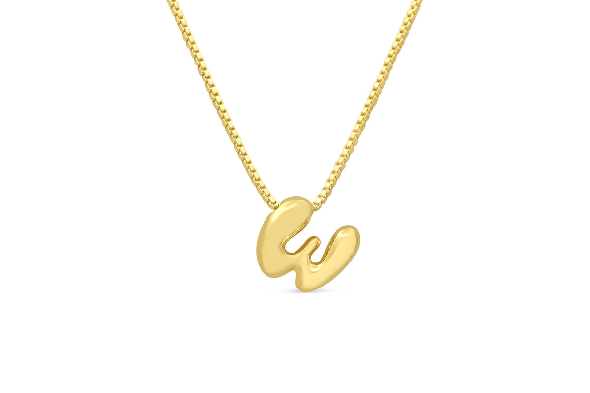 Let Her Shine 10mm Plain Letter Necklace, initial W in gold | Fitkitty Culture®
