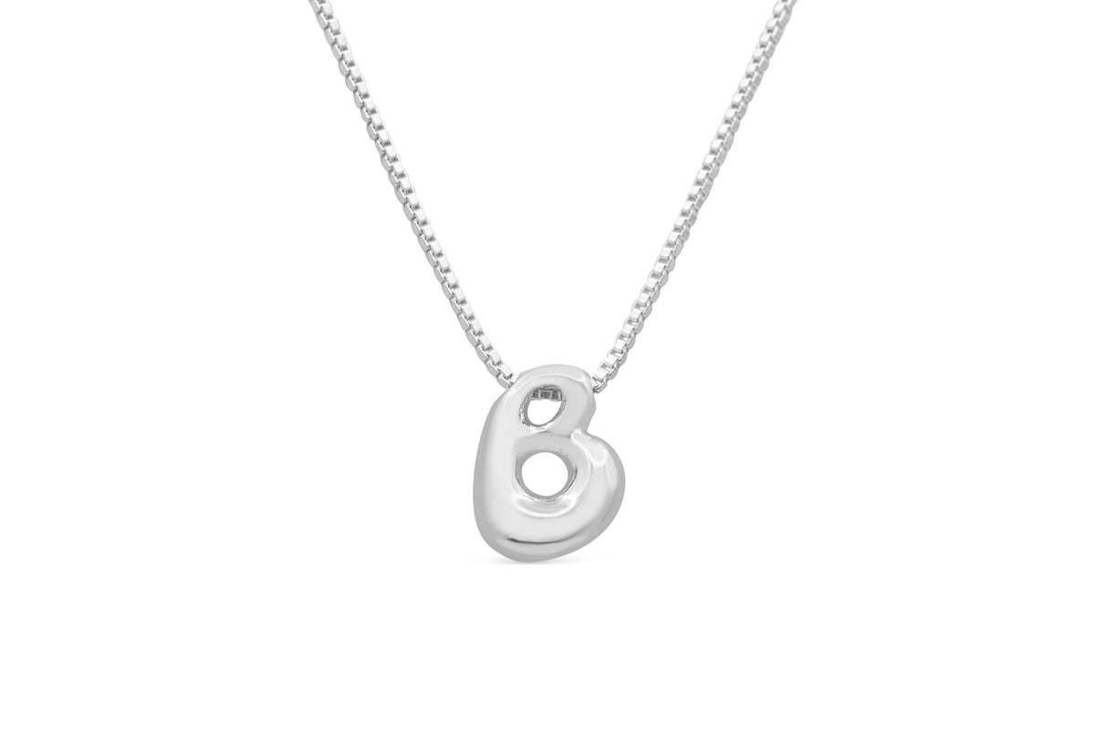 Let Her Shine 10mm Plain Letter Necklace, initial B in silver | Fitkitty Culture®