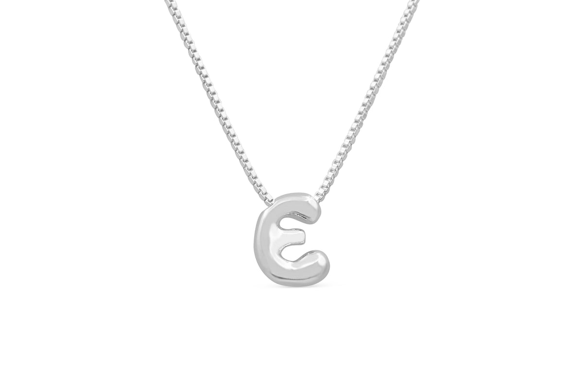 Let Her Shine 10mm Plain Letter Necklace, initial E in silver | Fitkitty Culture®