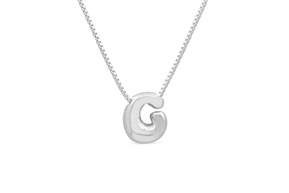 Let Her Shine 10mm Plain Letter Necklace, initial G in silver | Fitkitty Culture®