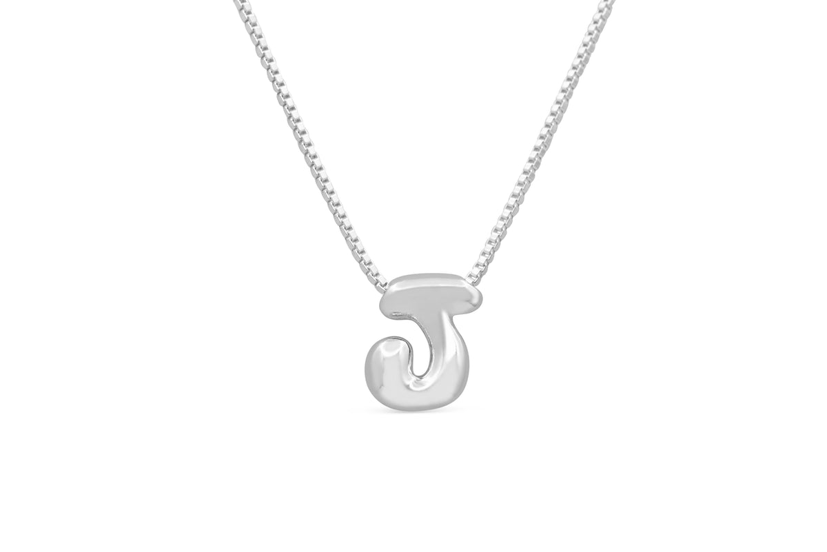 Let Her Shine 10mm Plain Letter Necklace, initial J in silver | Fitkitty Culture®