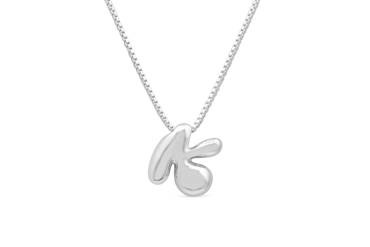 Let Her Shine 10mm Plain Letter Necklace, initial K in silver | Fitkitty Culture®