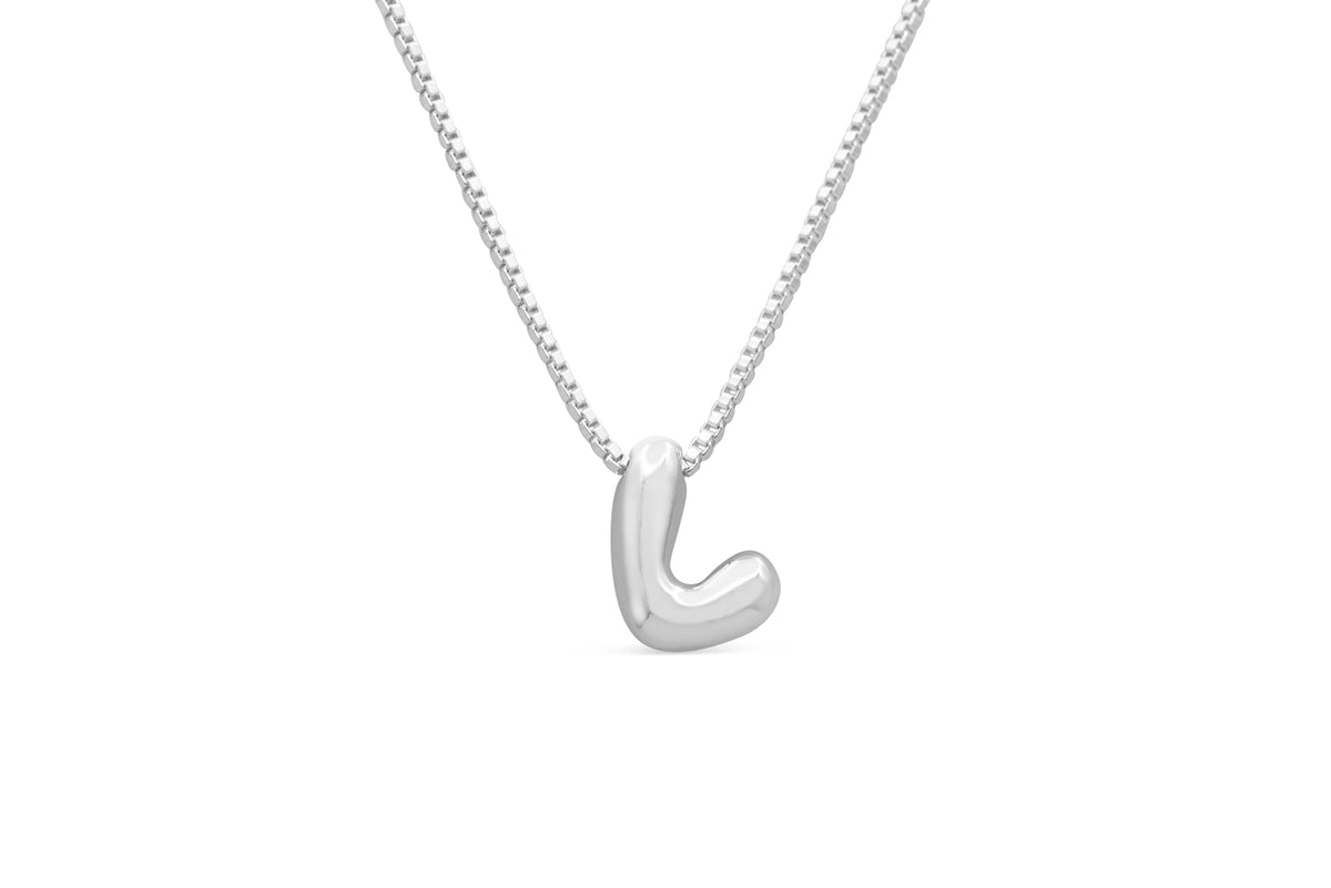 Let Her Shine 10mm Plain Letter Necklace, initial L in silver | Fitkitty Culture®