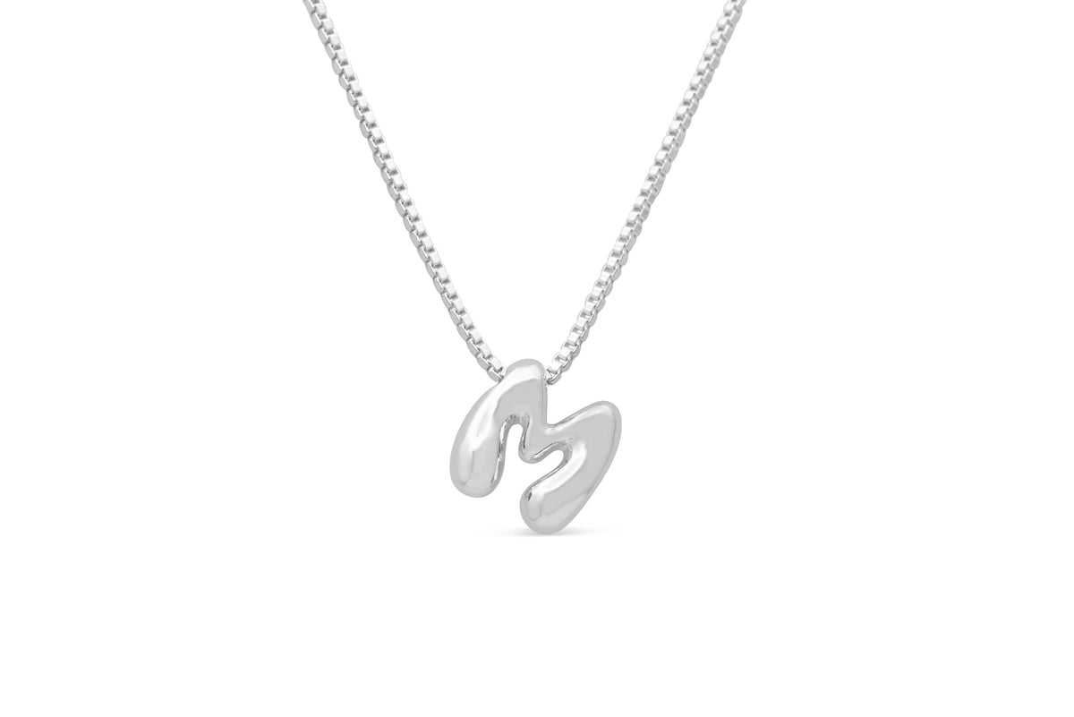 Let Her Shine 10mm Plain Letter Necklace, initial M in silver | Fitkitty Culture®