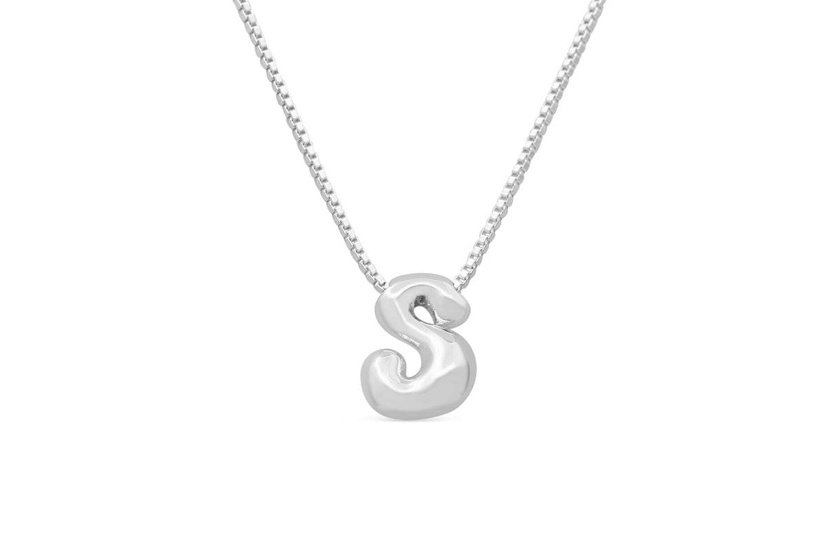 Let Her Shine 10mm Plain Letter Necklace, initial S in silver | Fitkitty Culture®