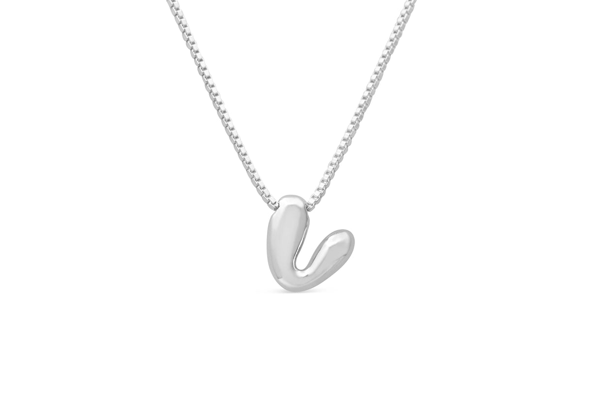Let Her Shine 10mm Plain Letter Necklace, initial V in silver | Fitkitty Culture®
