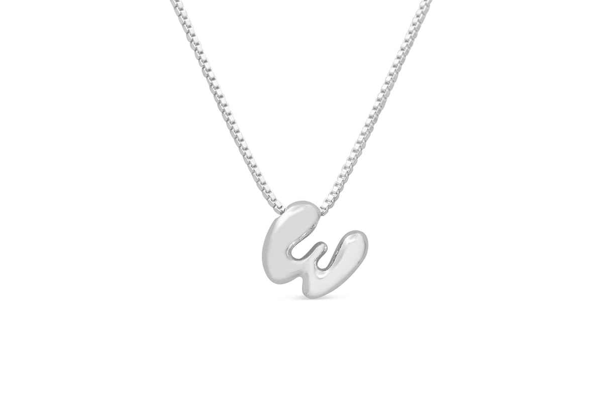 Let Her Shine 10mm Plain Letter Necklace, initial W in silver | Fitkitty Culture®