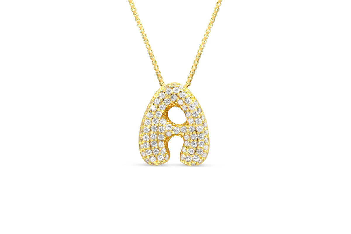 Let Her Shine 15mm Pave Letter Necklace, initial A in gold | Fitkitty Culture®