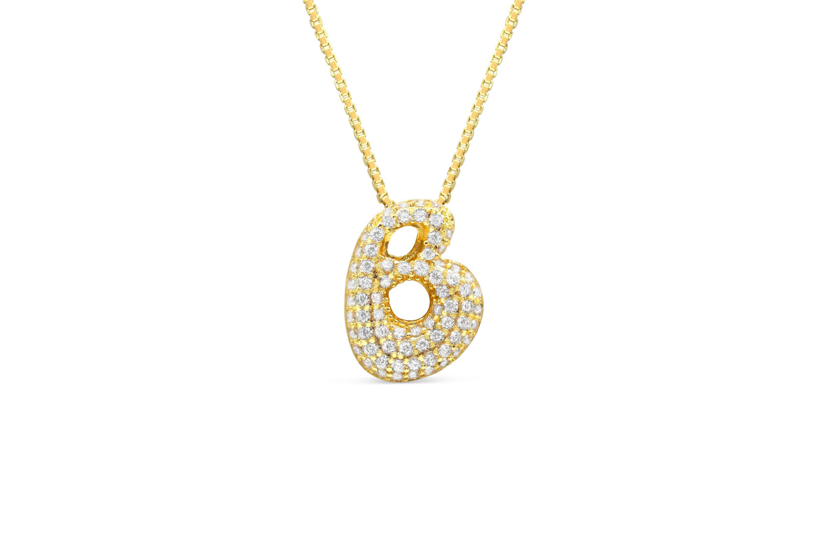 Let Her Shine 15mm Pave Letter Necklace, initial B in gold | Fitkitty Culture®