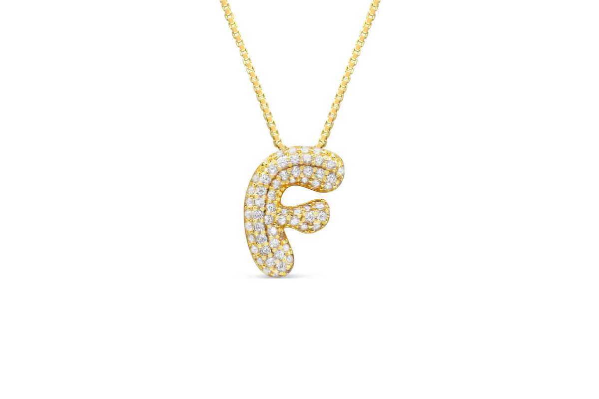 Let Her Shine 15mm Pave Letter Necklace, initial F in gold | Fitkitty Culture®