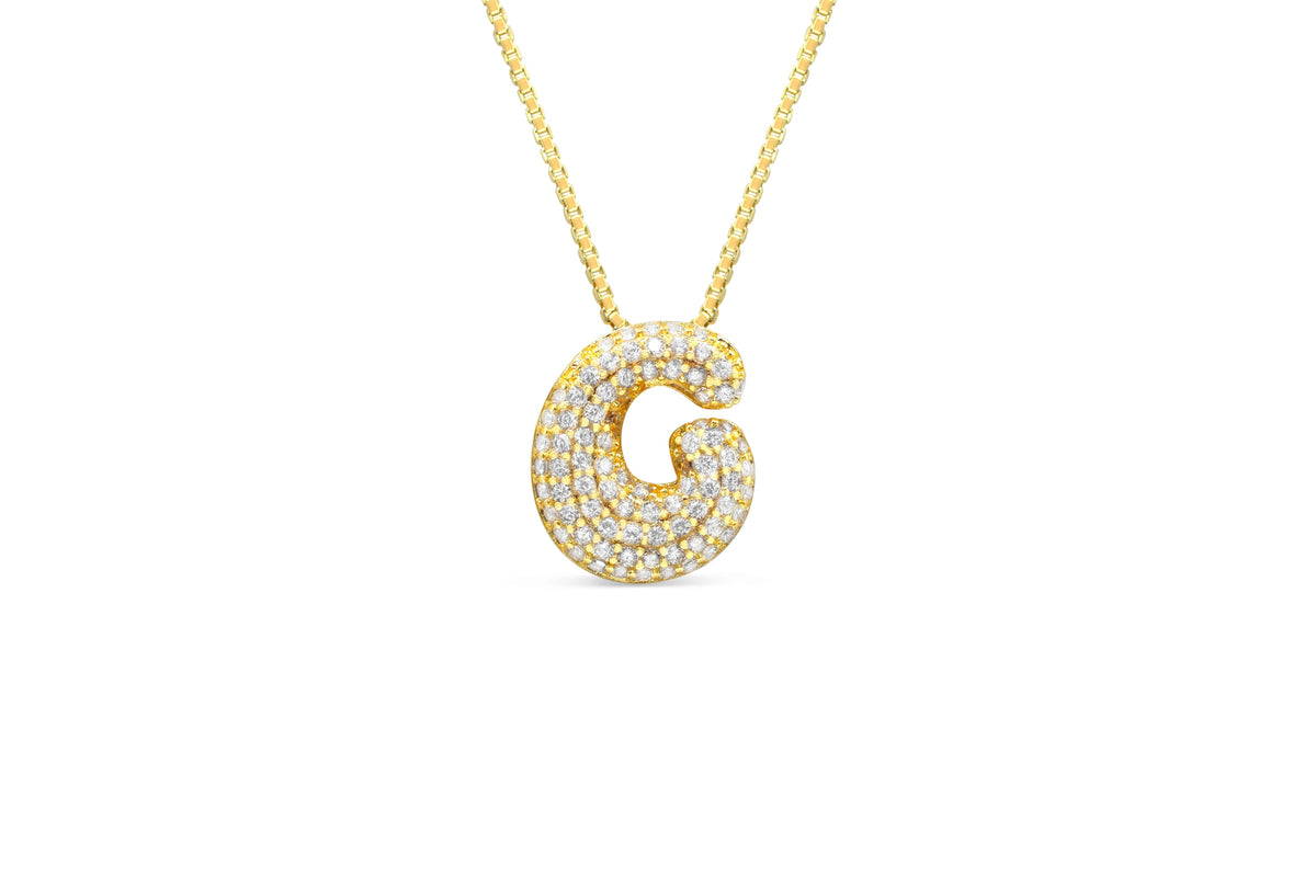 Let Her Shine 15mm Pave Letter Necklace, initial G in gold | Fitkitty Culture®