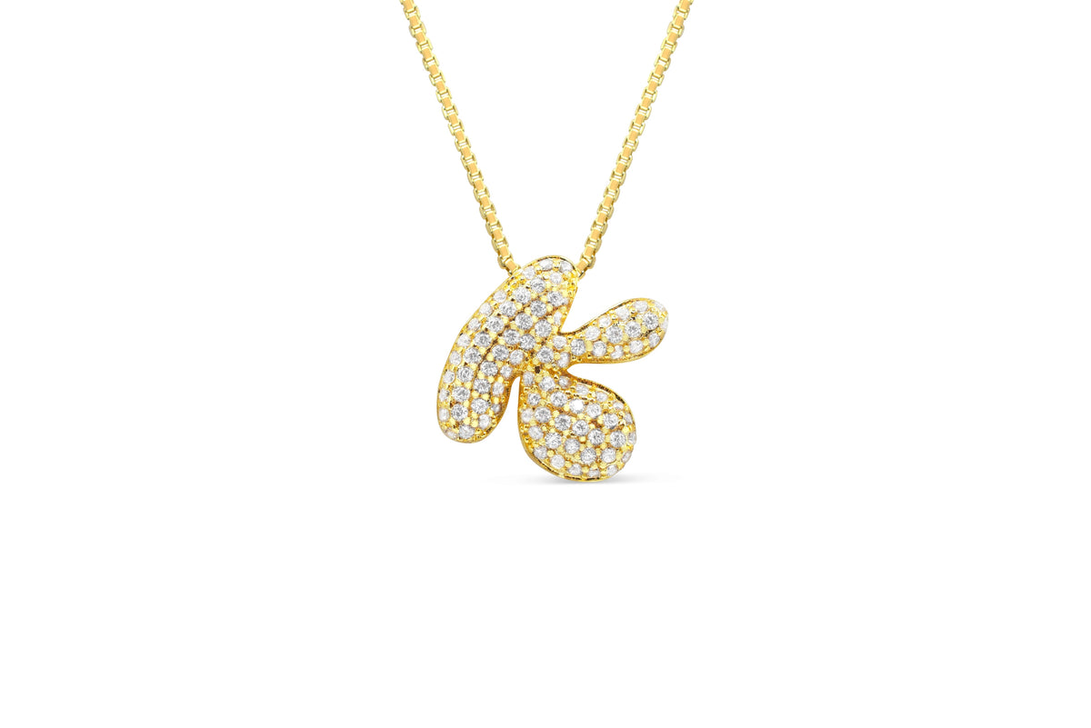 Let Her Shine 15mm Pave Letter Necklace, initial K in gold | Fitkitty Culture®