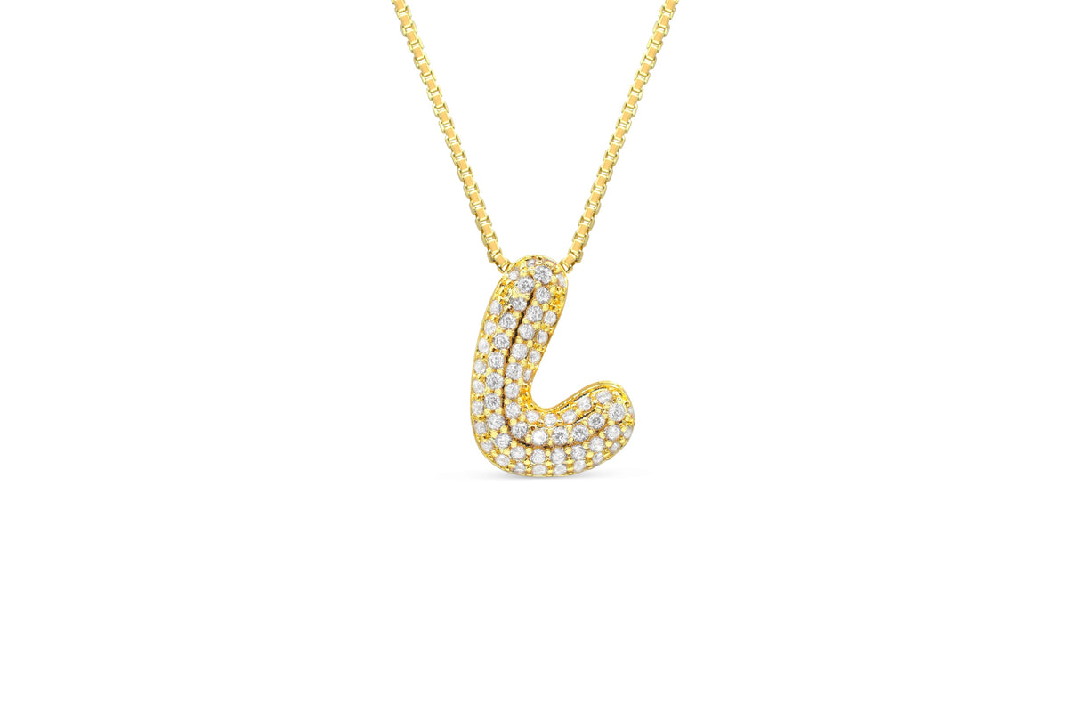 Let Her Shine 15mm Pave Letter Necklace, initial L in gold | Fitkitty Culture®