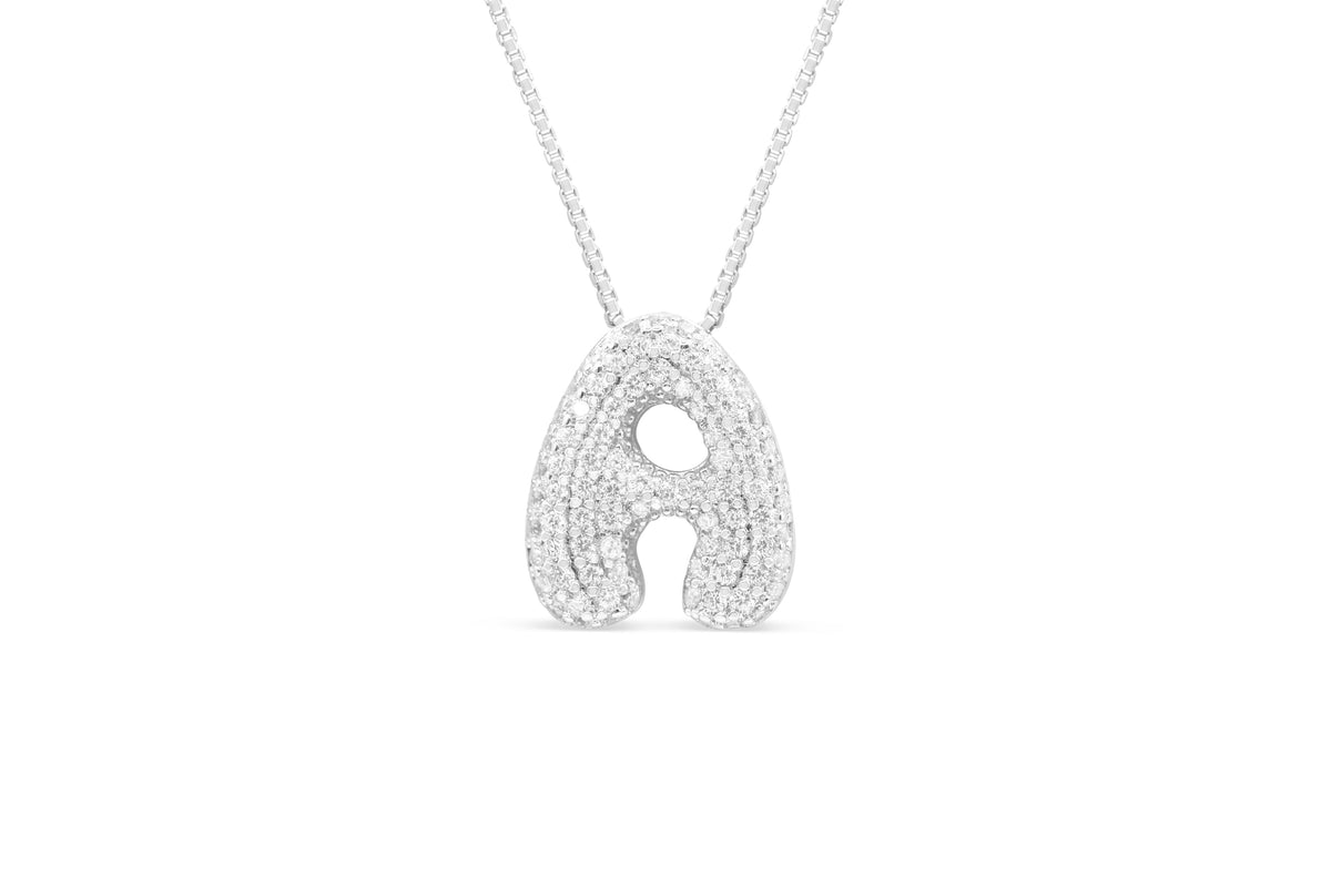 Let Her Shine 15mm Pave Letter Necklace, initial A in silver | Fitkitty Culture®