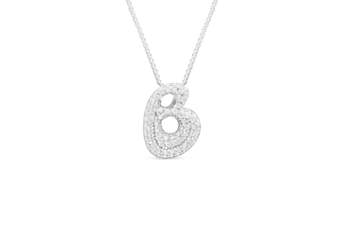 Let Her Shine 15mm Pave Letter Necklace, initial B in silver | Fitkitty Culture®