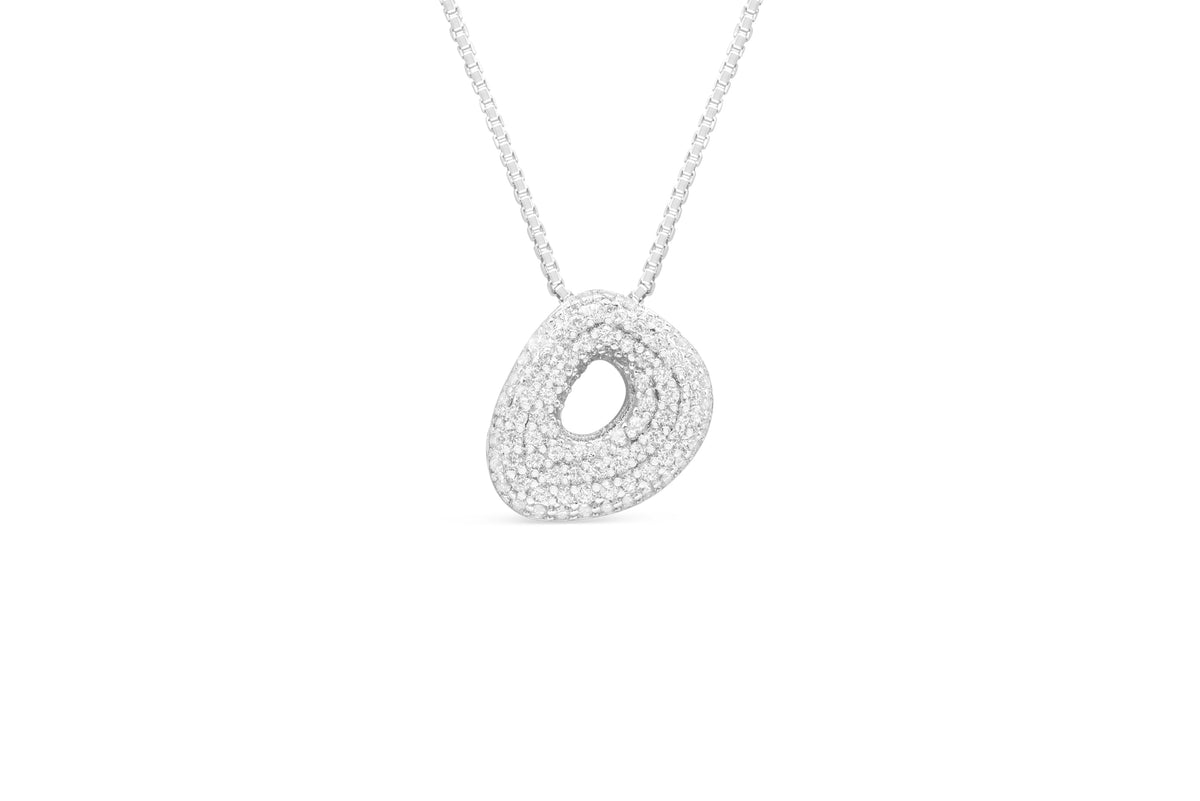 Let Her Shine 15mm Pave Letter Necklace, initial D in silver | Fitkitty Culture®