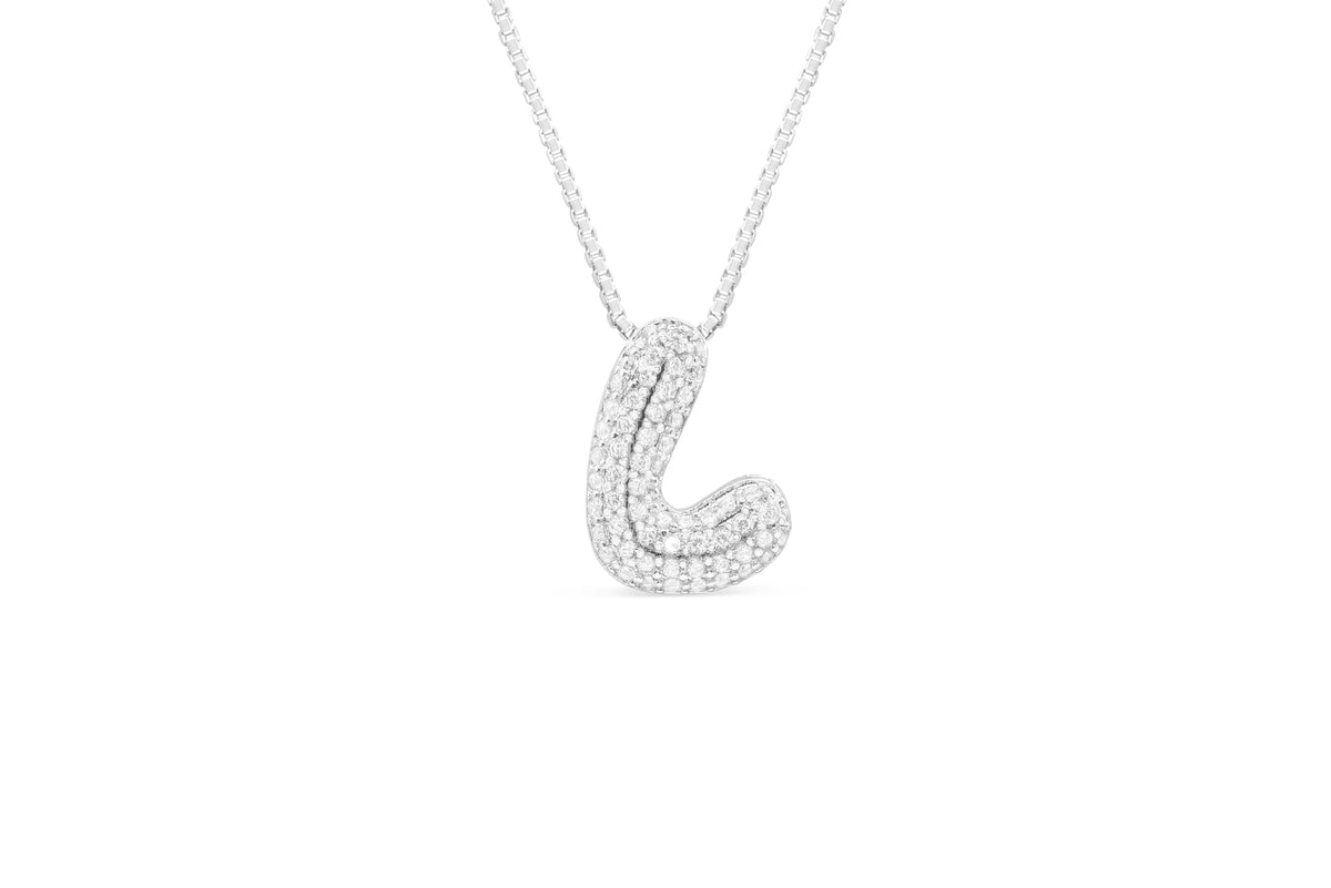 Let Her Shine 15mm Pave Letter Necklace, initial L in silver | Fitkitty Culture®