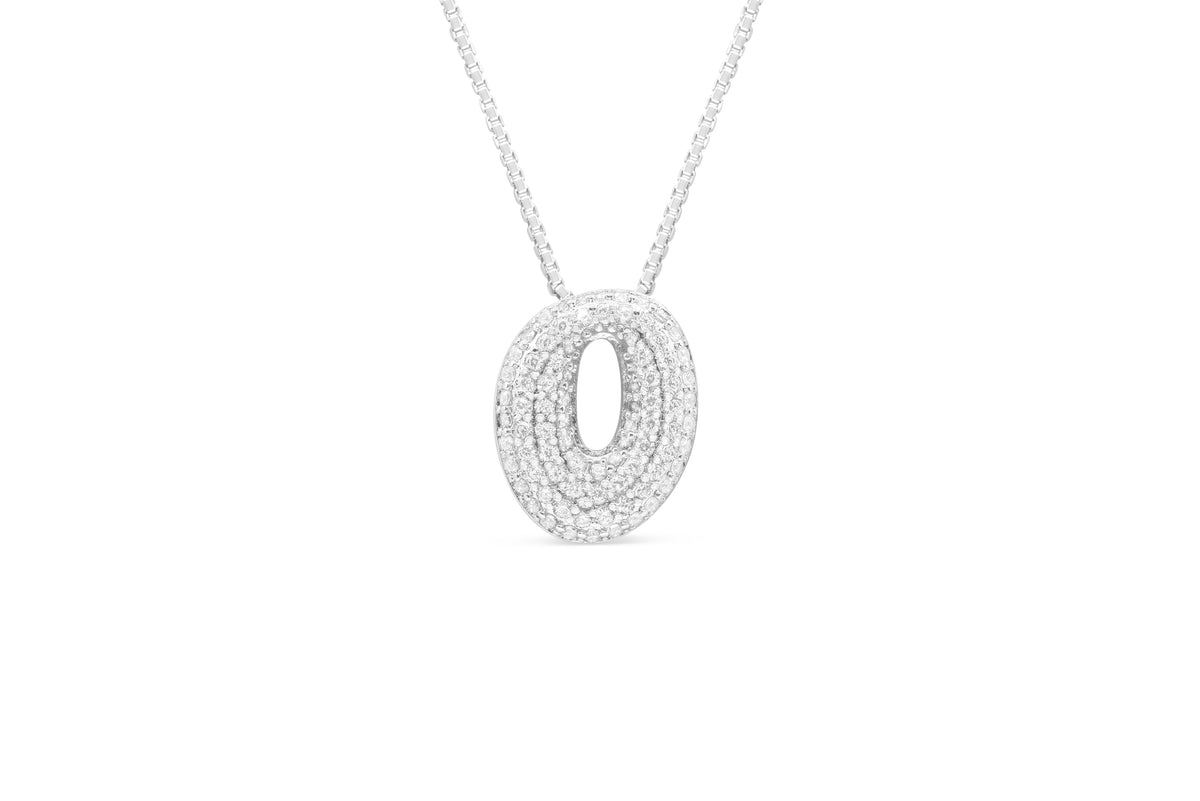 Let Her Shine 15mm Pave Letter Necklace, initial O in silver | Fitkitty Culture®