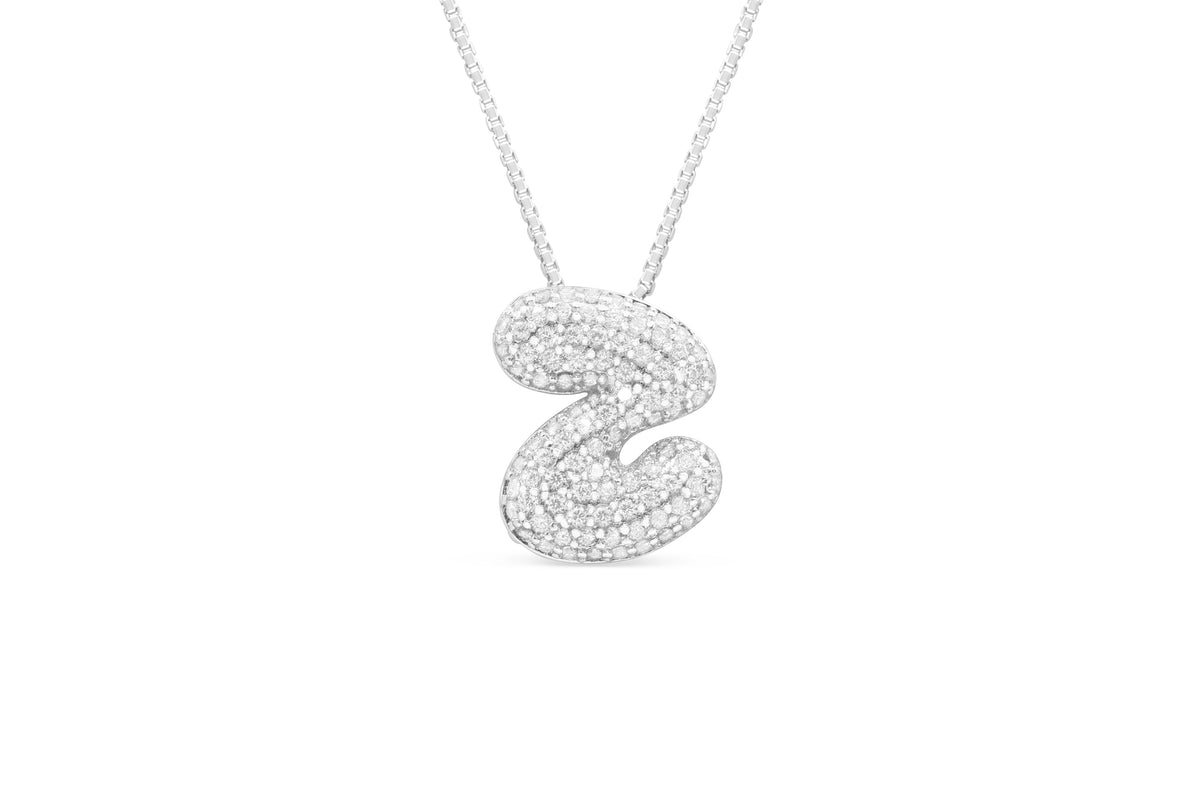 Let Her Shine 15mm Pave Letter Necklace, initial Z in silver | Fitkitty Culture®