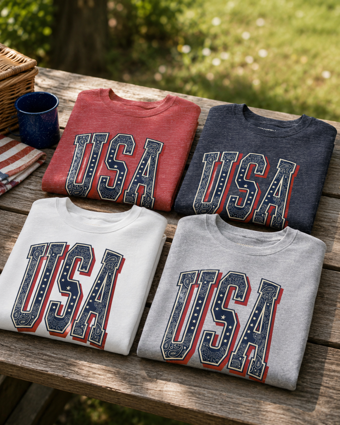 USA Varsity Embroidered Crewneck Sweatshirt | Vintage Patriotic Pullover, view 2 | Fitkitty Culture®