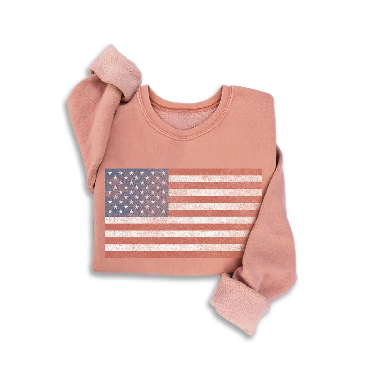 Vintage Americana Flag Fleece Sweatshirt - House of Caelo Athleisure Wear, Yoga Wear &  Women's Clothing