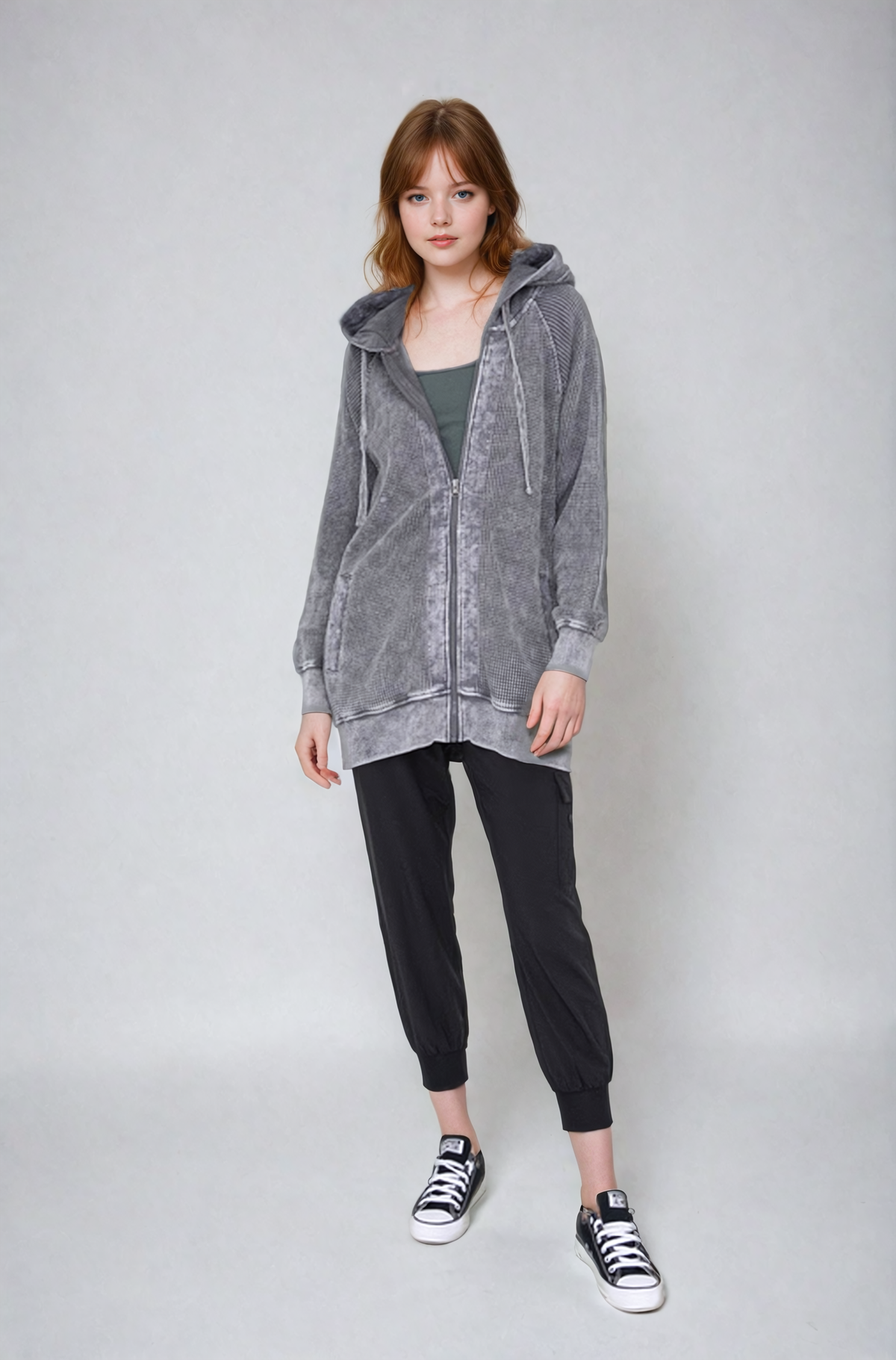 Oversized Waffle Knit Zip-Up Hoodie, Clothing, Fit Kitty, House of Caelo Athleisure Wear, Yoga Wear & Leggings