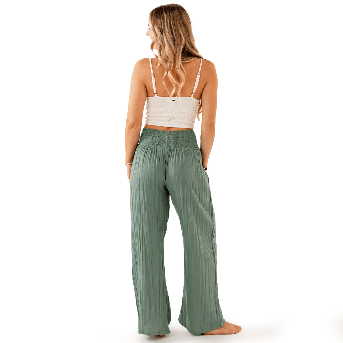 Sage Wide Leg Cotton Pants, view 2 | Fitkitty Culture®