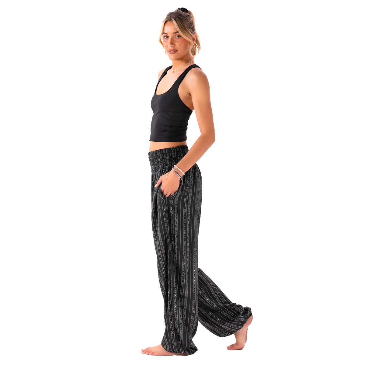 Akha Tribal Print Harem Pants with Pockets — alternate product view 8