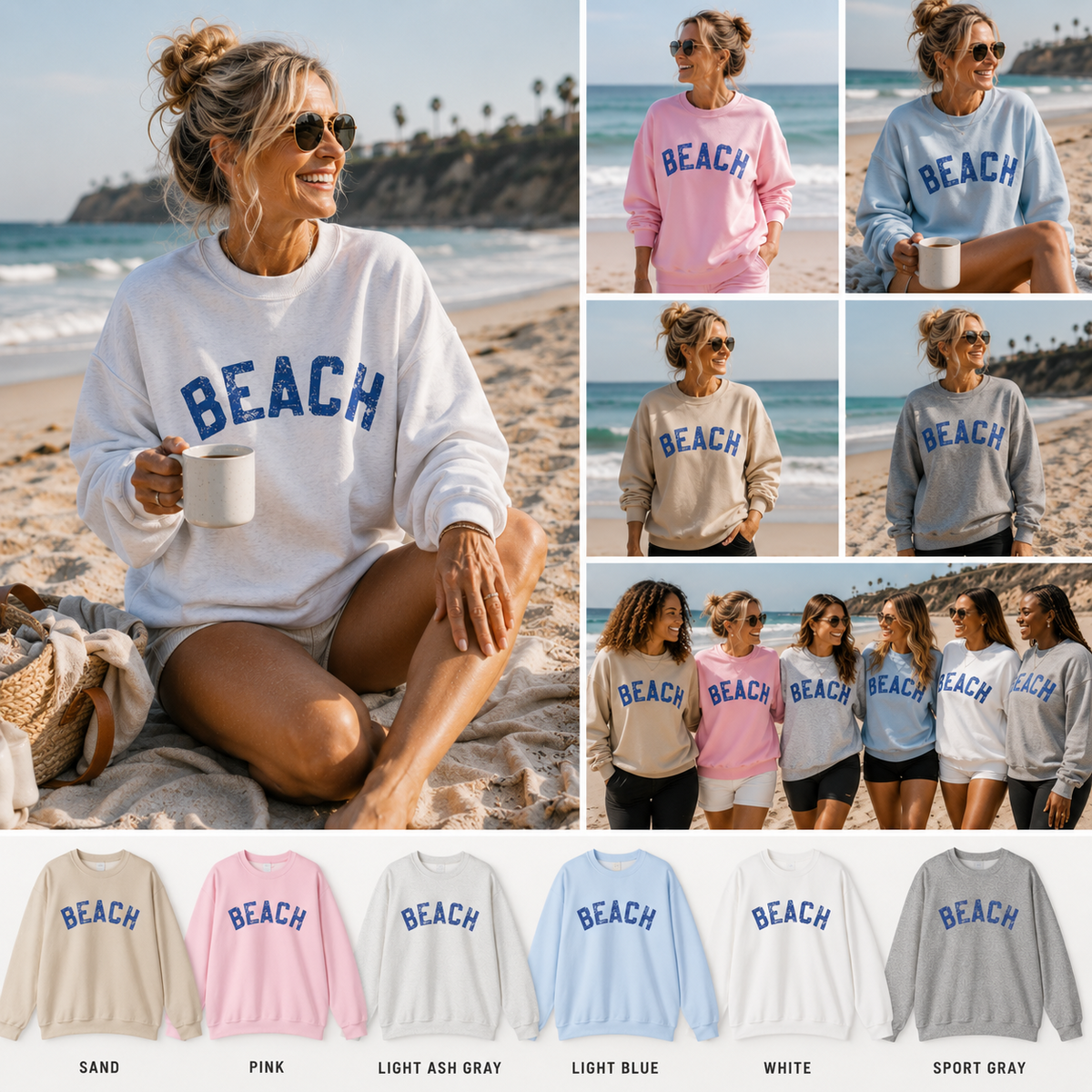 Beach Crewneck Sweatshirt — New Colors