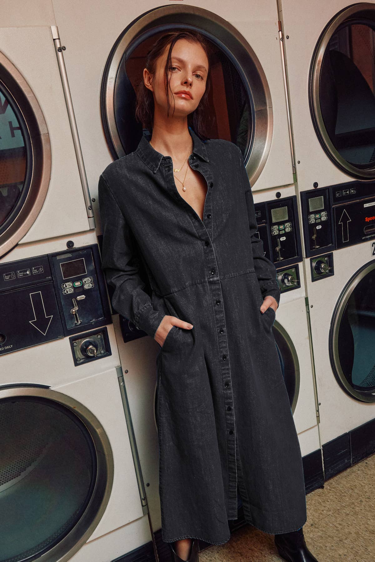 The Sunday Stroll Denim Shirt Dress - House of Caelo Athleisure Wear, Yoga Wear &  Women's Clothing