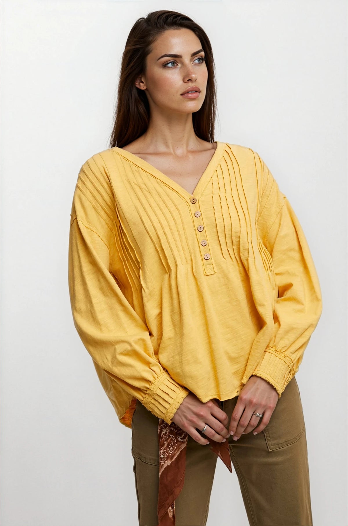 Henley Pintuck Top - House of Caelo Athleisure Wear, Yoga Wear &  Women's Clothing