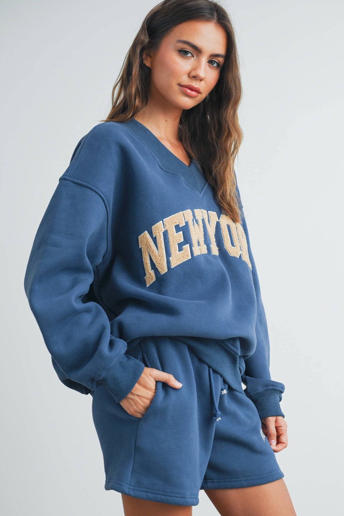 New York V-Neck Sweatshirt - House of Caelo Athleisure Wear, Yoga Wear &  Women's Clothing