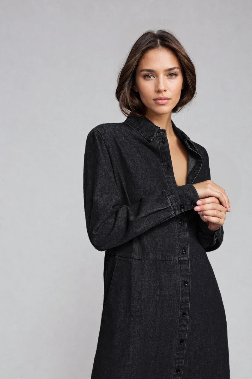 The Sunday Stroll Denim Shirt Dress - House of Caelo Athleisure Wear, Yoga Wear &  Women's Clothing