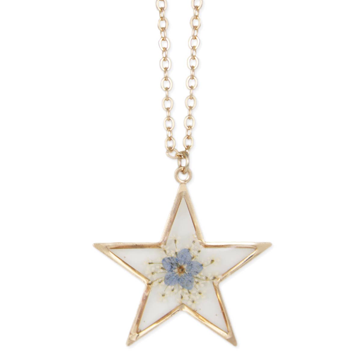 Gold Star Blue Dried Flower Necklace - House of Caelo Athleisure Wear, Yoga Wear &  Women's Clothing