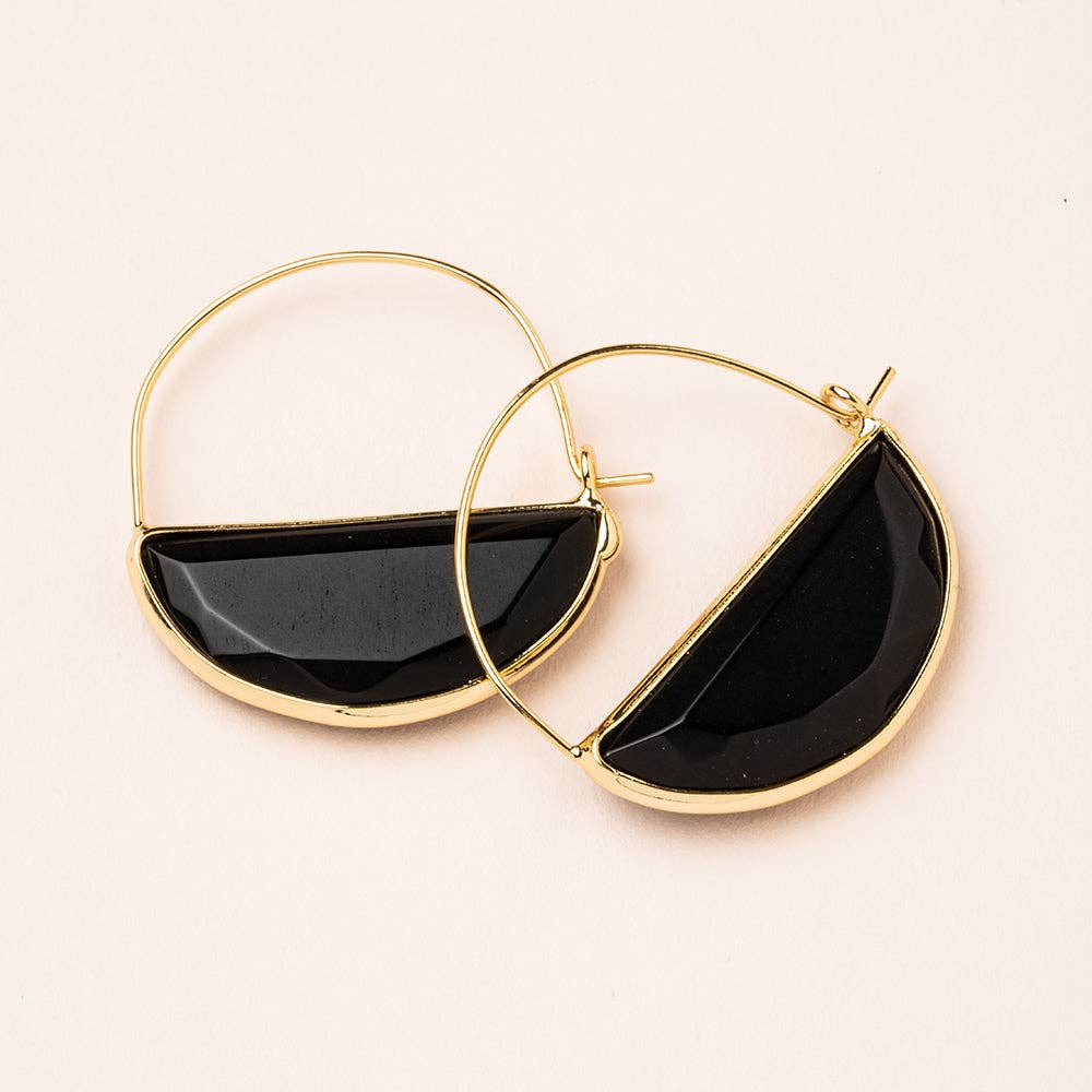 Black Spinel Stone Prism Hoop Earrings — main product image