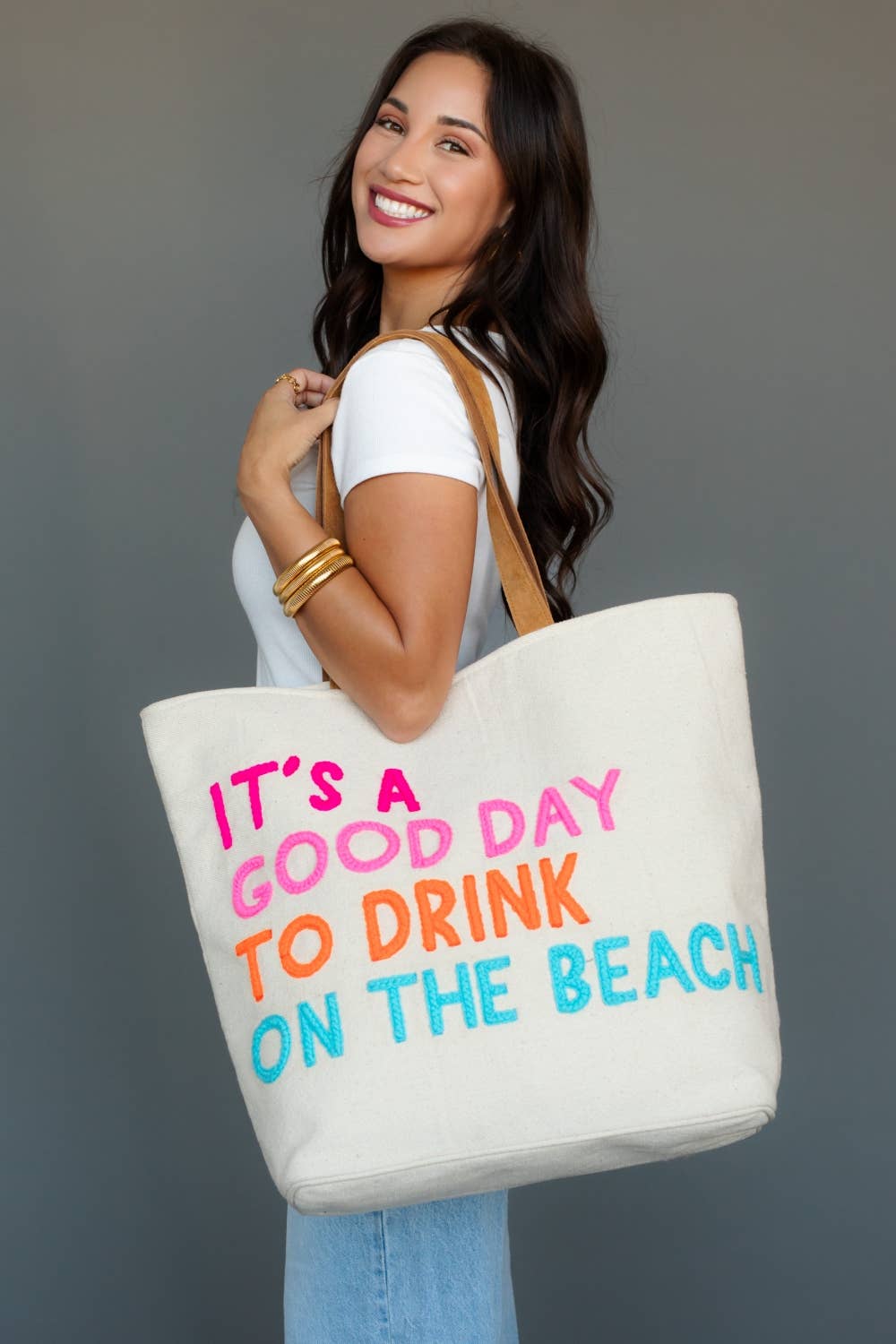 Cream Drink On The Beach Tote - Fitkitty Culture Athleisure Wear, Yoga Wear &  Women's Clothing