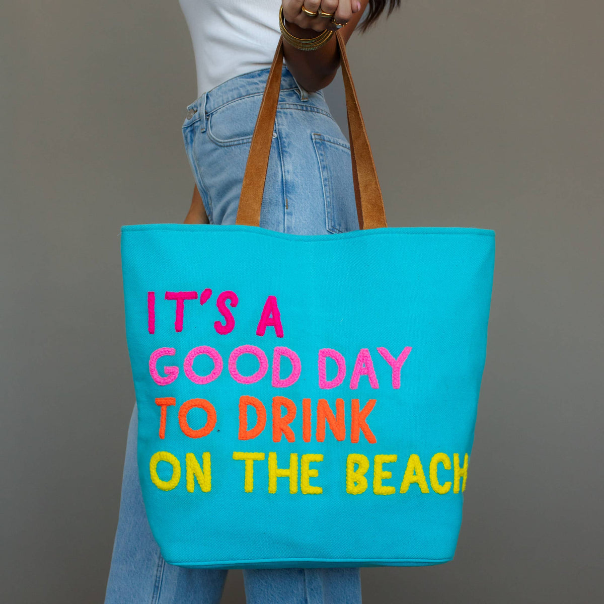 Blue Drink On The Beach Tote - Fitkitty Culture Athleisure Wear, Yoga Wear &  Women's Clothing