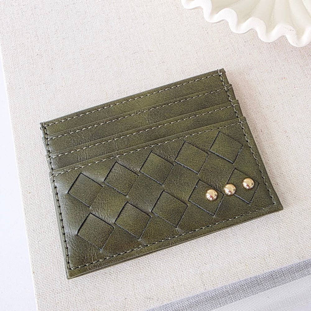 Mariah woven card holder in olive