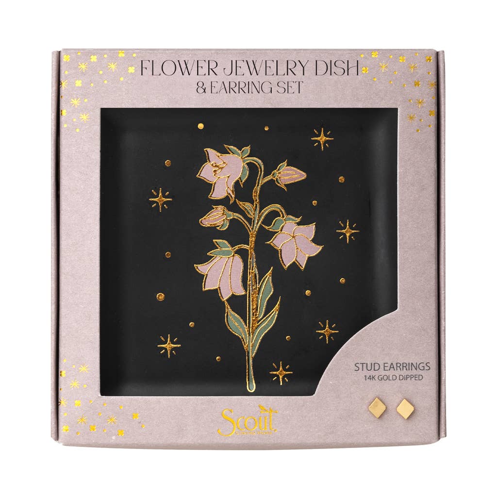 Black Floral Jewelry Dish & Stud Earring Gift Set — alternate product view 2