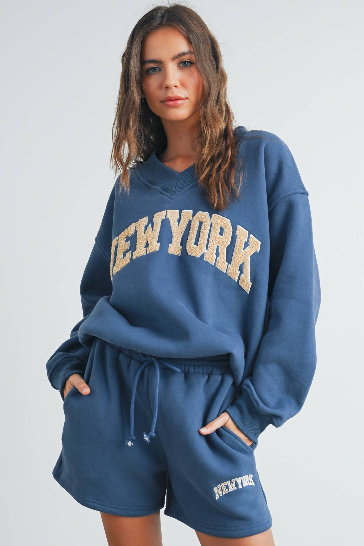 New York V-Neck Sweatshirt - House of Caelo Athleisure Wear, Yoga Wear &  Women's Clothing