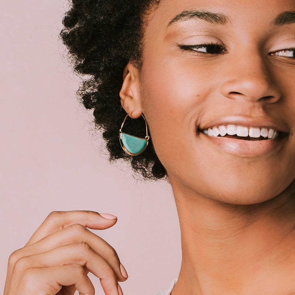 Stone Prism Hoop - Turquoise/Gold - Fitkitty Culture Athleisure Wear, Yoga Wear &  Women's Clothing